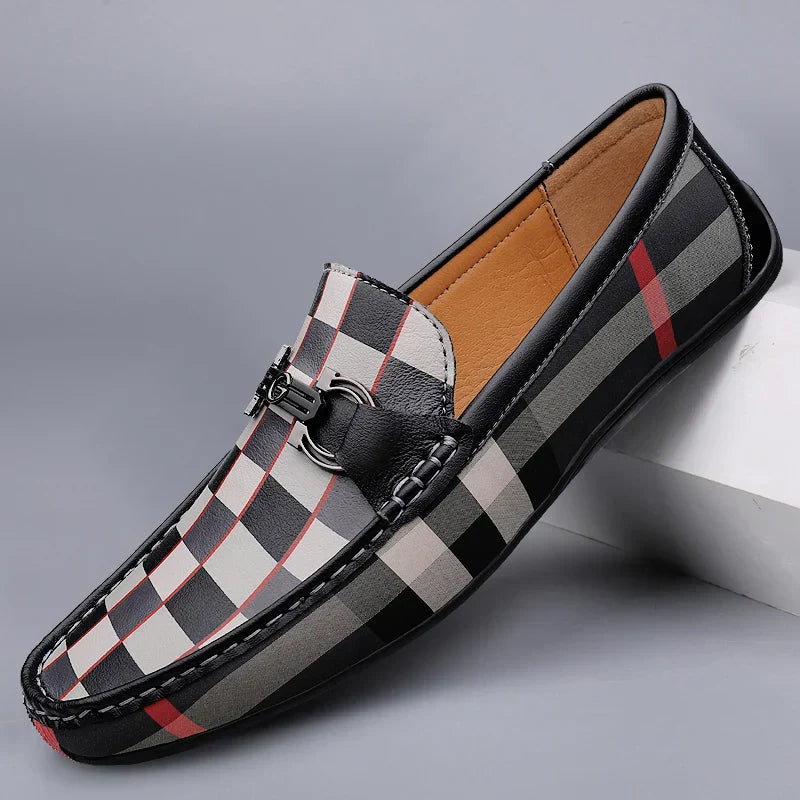 CARVETTI CHECKED LEATHER LOAFER