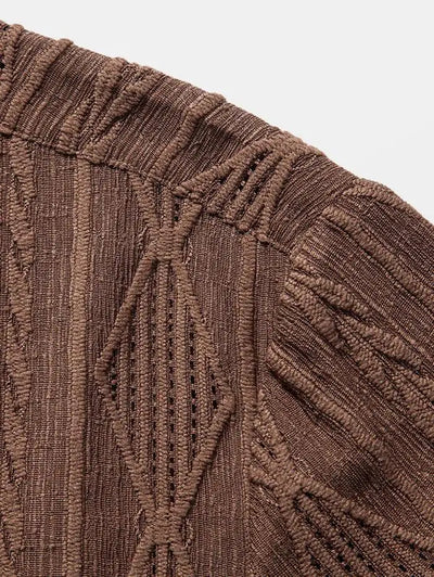 Waffle Texture Button-Up Shirt