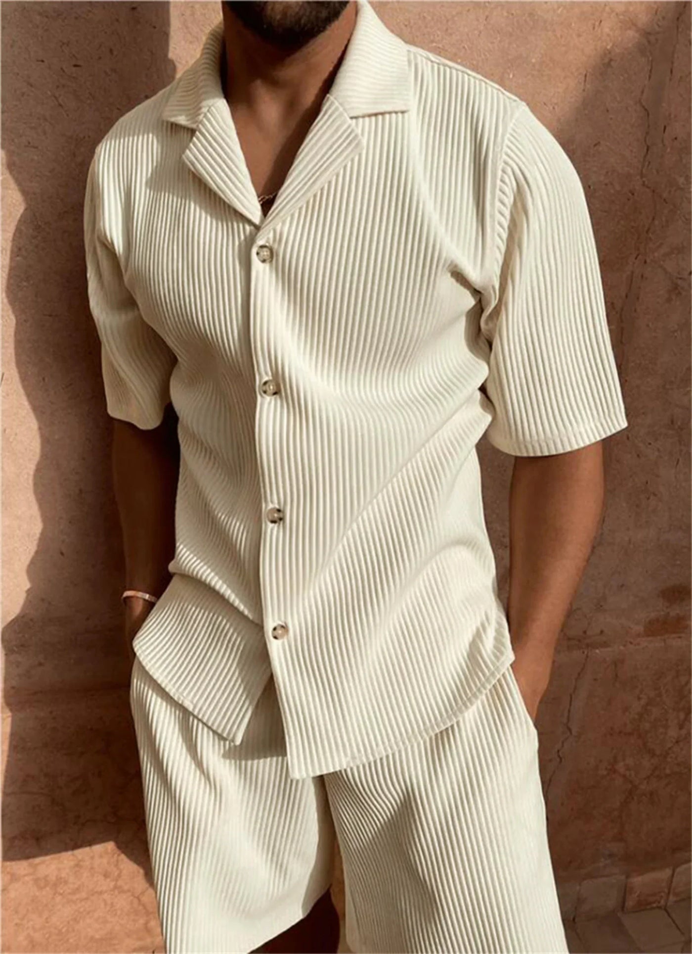 Men's Cord Set Short Sleeve Outfit