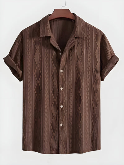 Waffle Texture Button-Up Shirt
