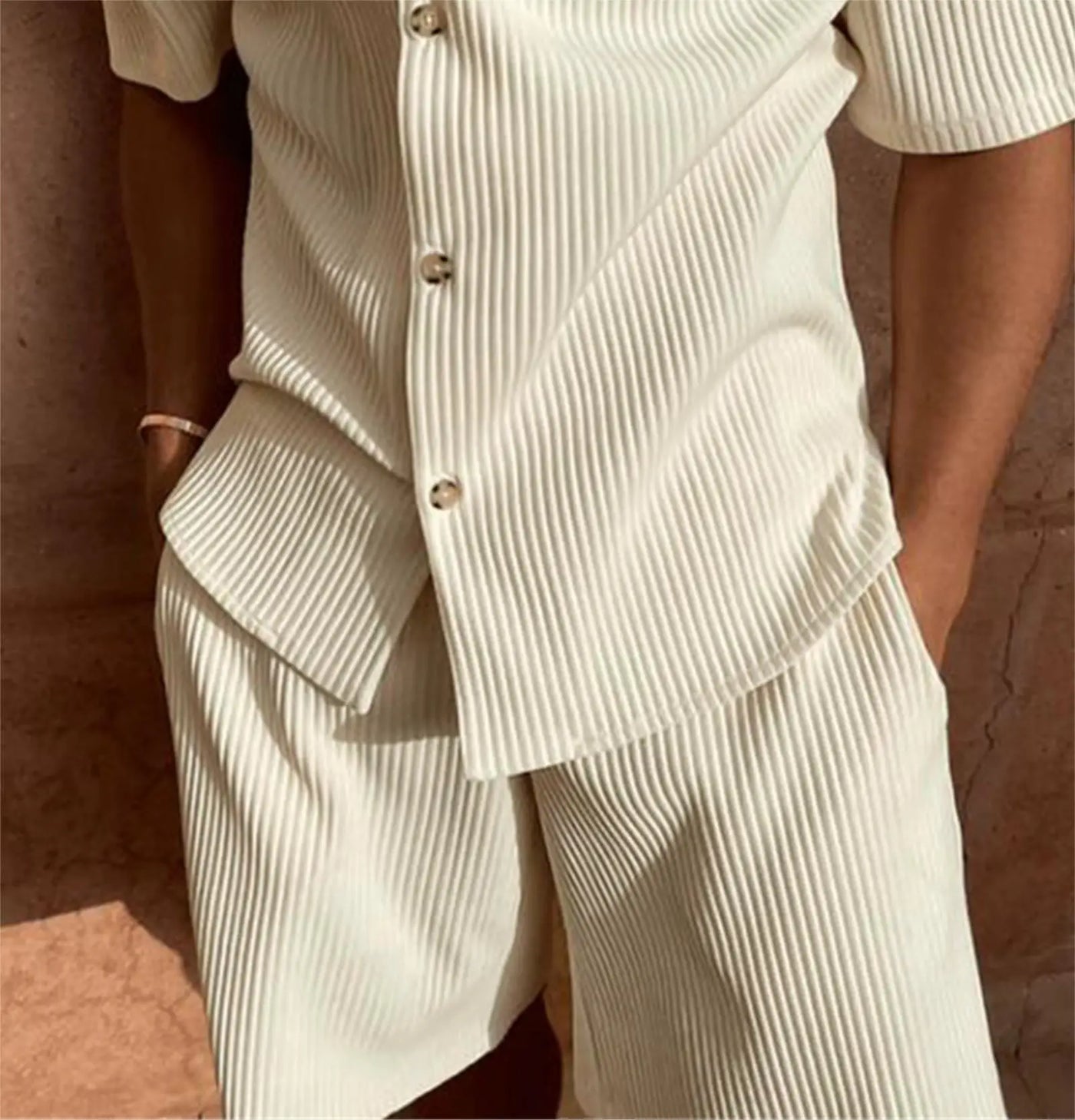 Men's Cord Set Short Sleeve Outfit