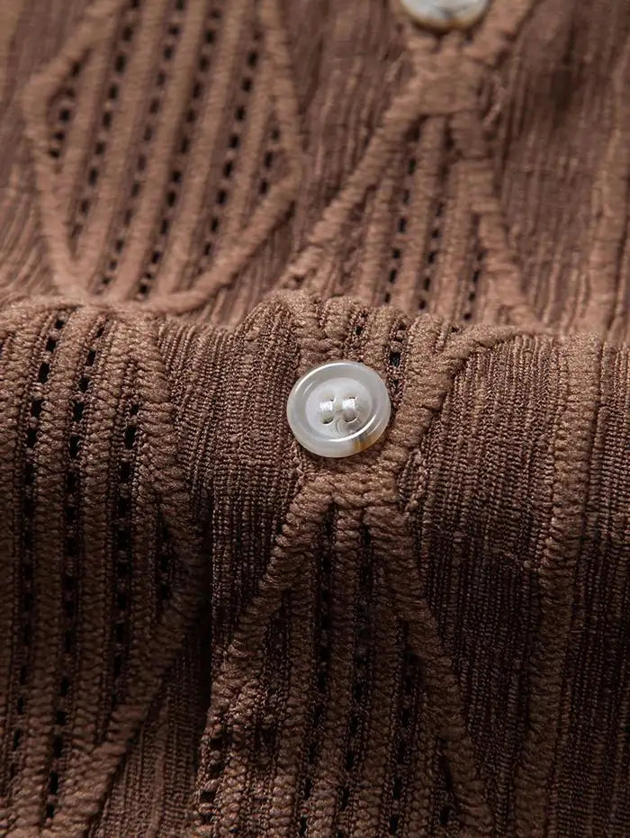 Waffle Texture Button-Up Shirt