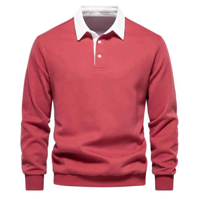Austin - Long-Sleeved Polo Collar Sweatshirt