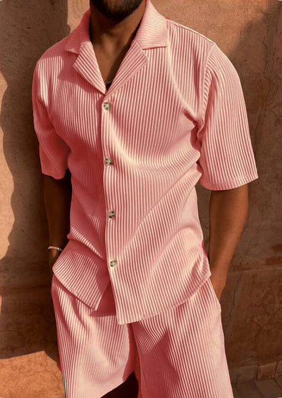 Men's Cord Set Short Sleeve Outfit