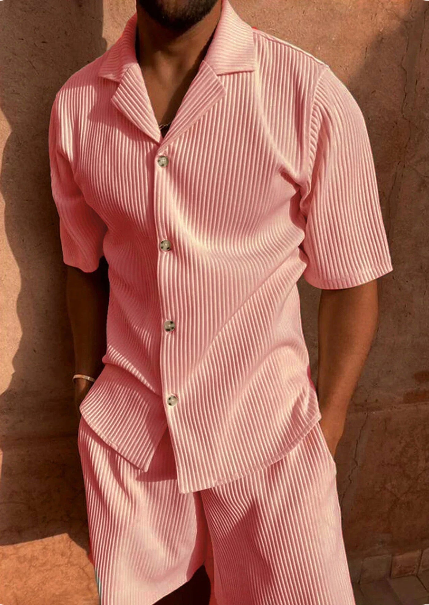 Men's Cord Set Short Sleeve Outfit