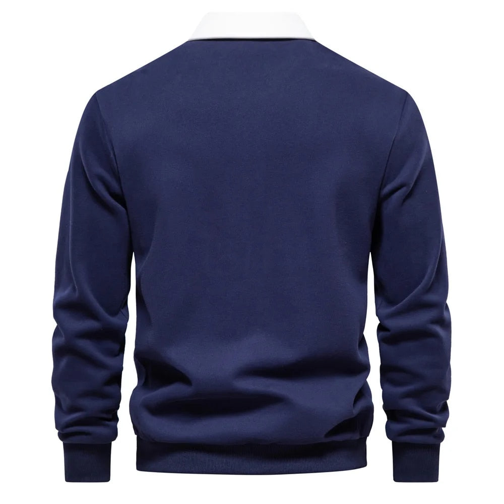 Austin - Long-Sleeved Polo Collar Sweatshirt