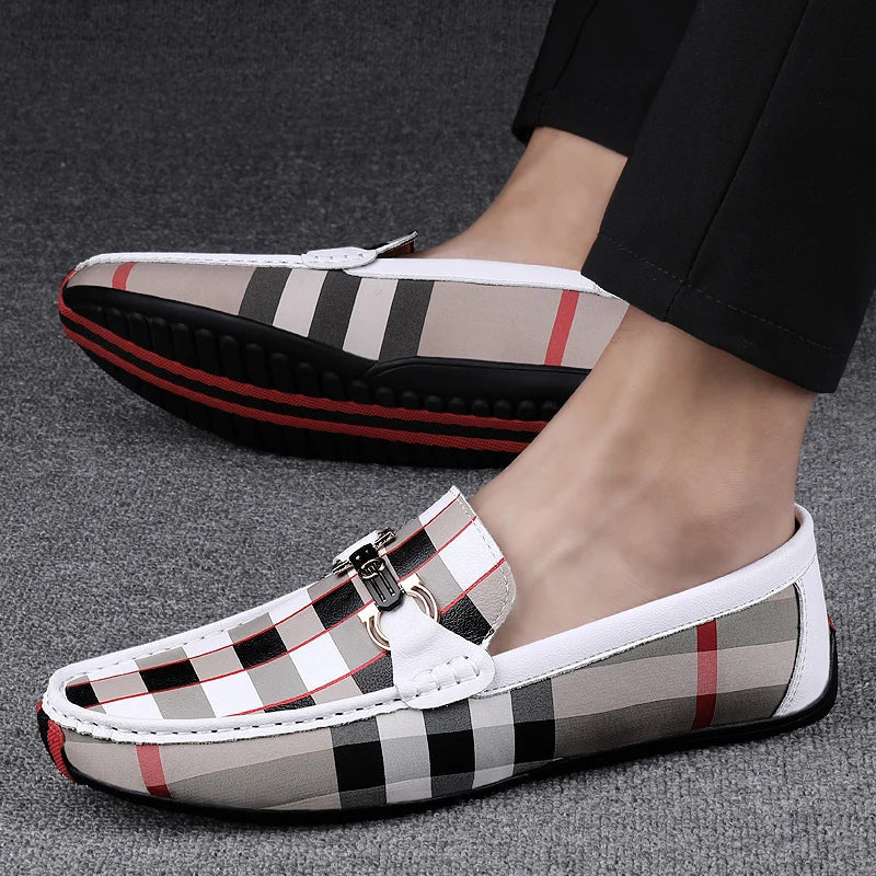 CARVETTI CHECKED LEATHER LOAFER