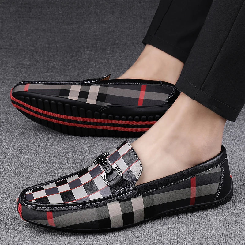 CARVETTI CHECKED LEATHER LOAFER