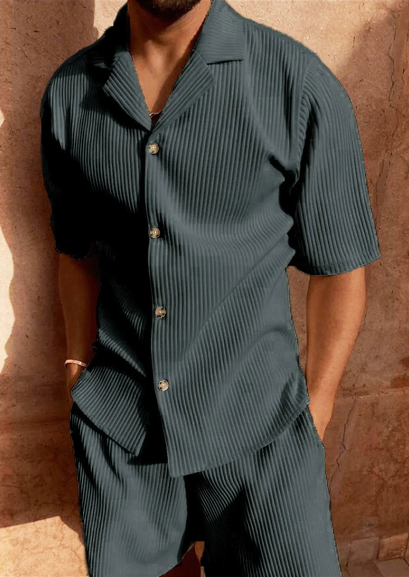 Men's Cord Set Short Sleeve Outfit