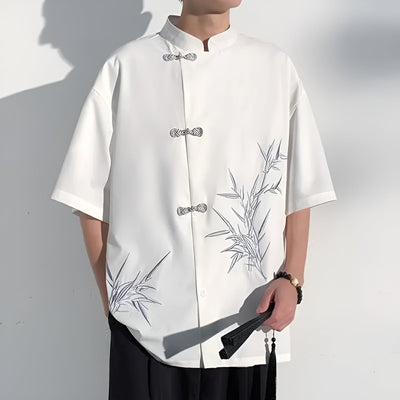 Zhou Silk Shirt with Embroidered Details