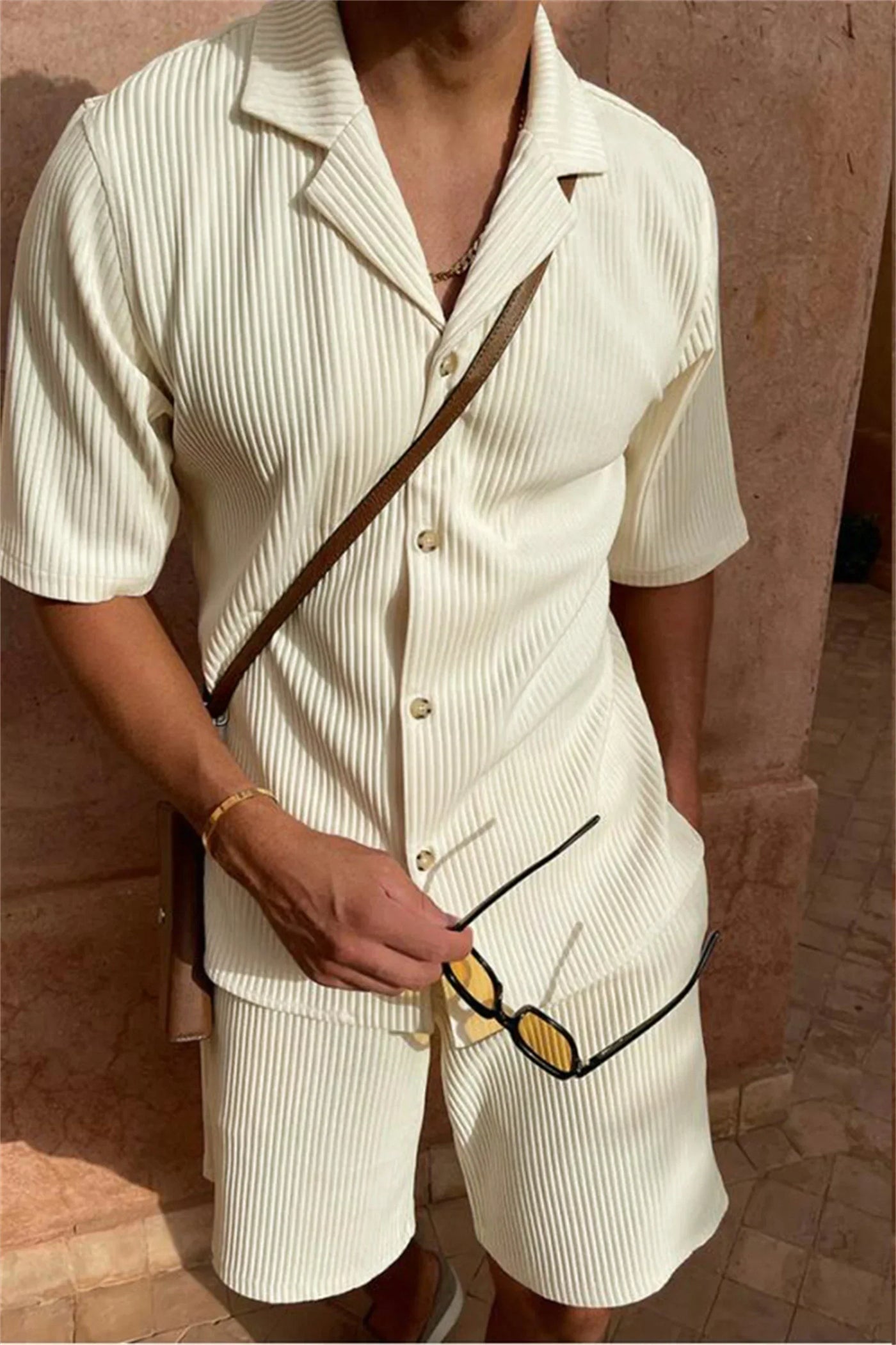Men's Cord Set Short Sleeve Outfit
