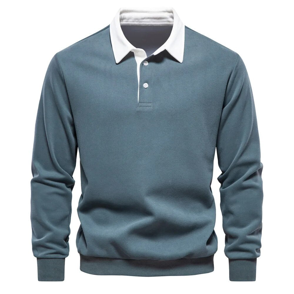 Austin - Long-Sleeved Polo Collar Sweatshirt
