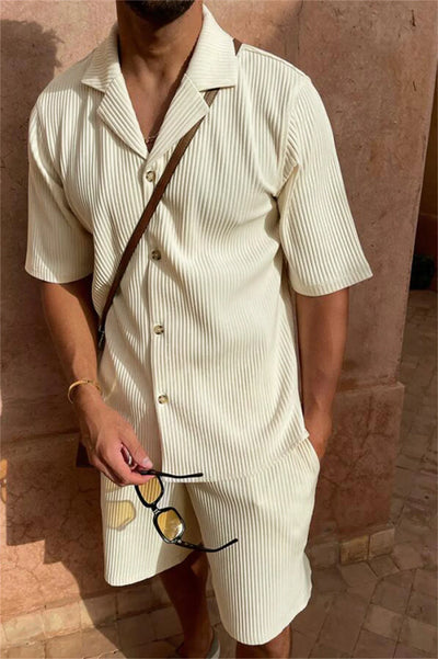 Men's Cord Set Short Sleeve Outfit