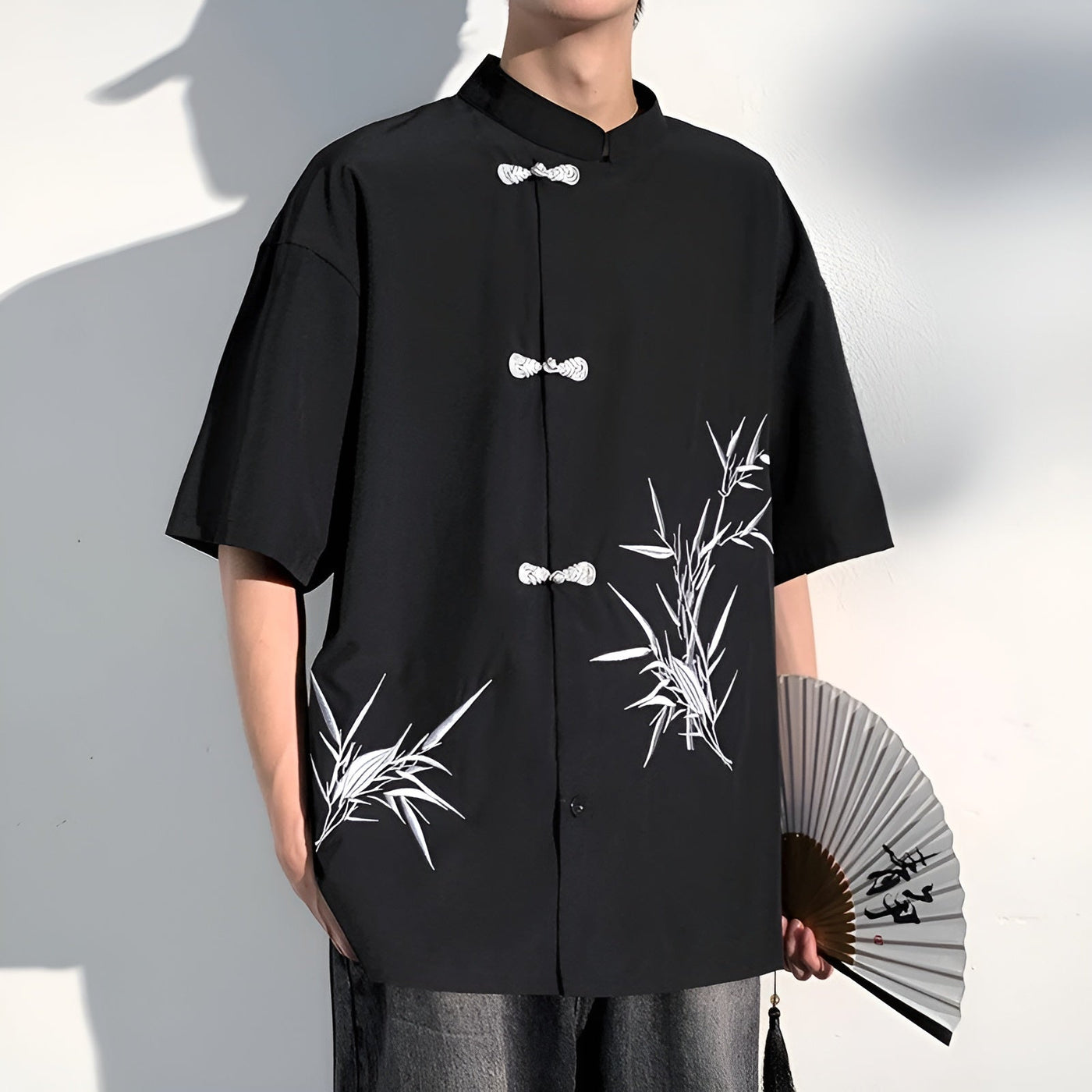 Zhou Silk Shirt with Embroidered Details