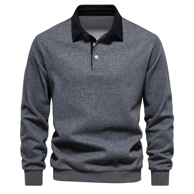 Austin - Long-Sleeved Polo Collar Sweatshirt