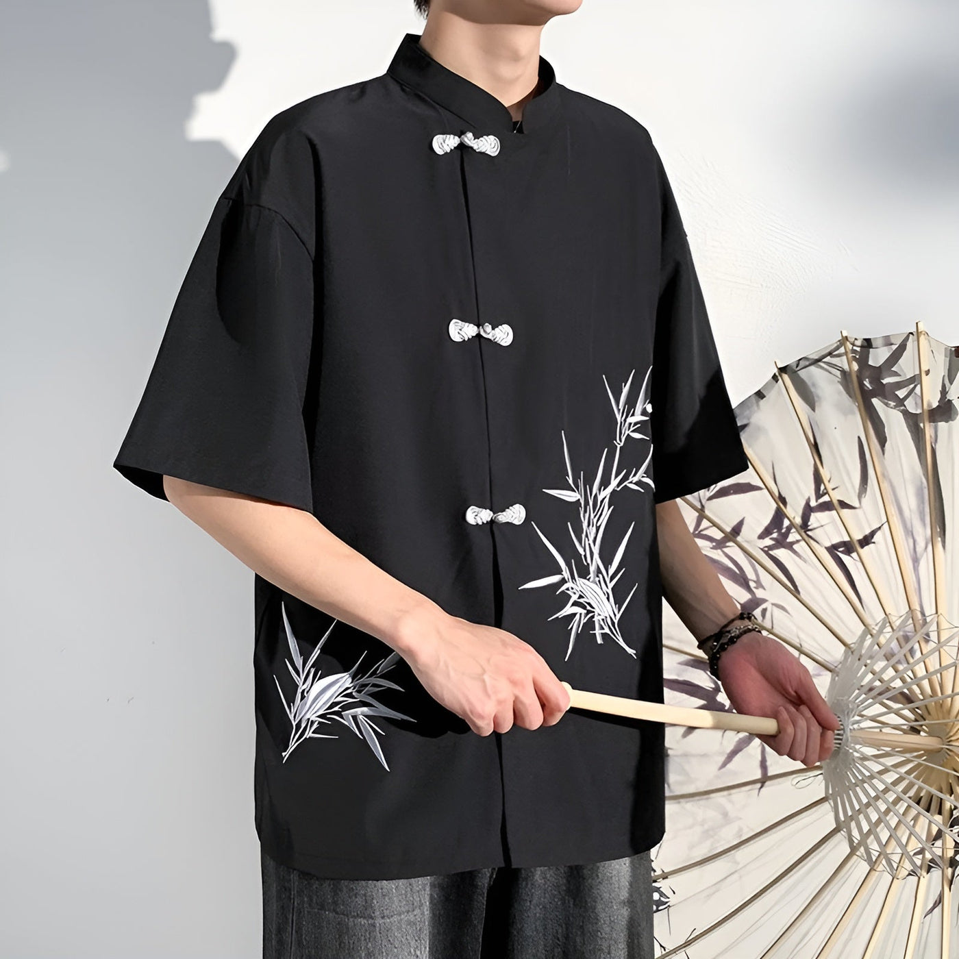 Zhou Silk Shirt with Embroidered Details