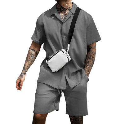 Men's Cotton Shirt and Shorts Set