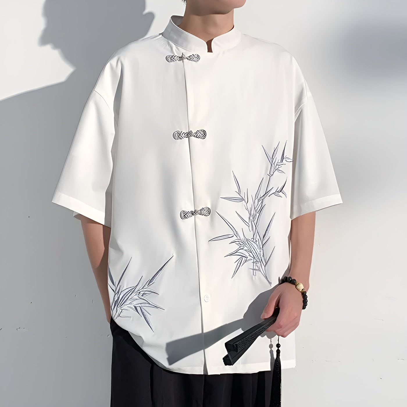Zhou Silk Shirt with Embroidered Details