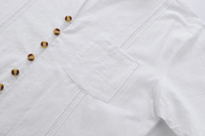 Men's Cotton Cuban Collar Shirt Long Sleeve Casual