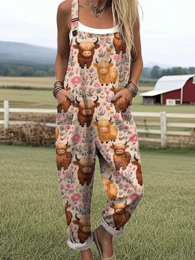 CAROLE | WOMEN'S SUMMER DUNGAREES WITH PLAYFUL PRINT
