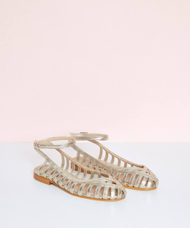 GIADA| Elegant woven ballerina with ankle strap for a sophisticated style