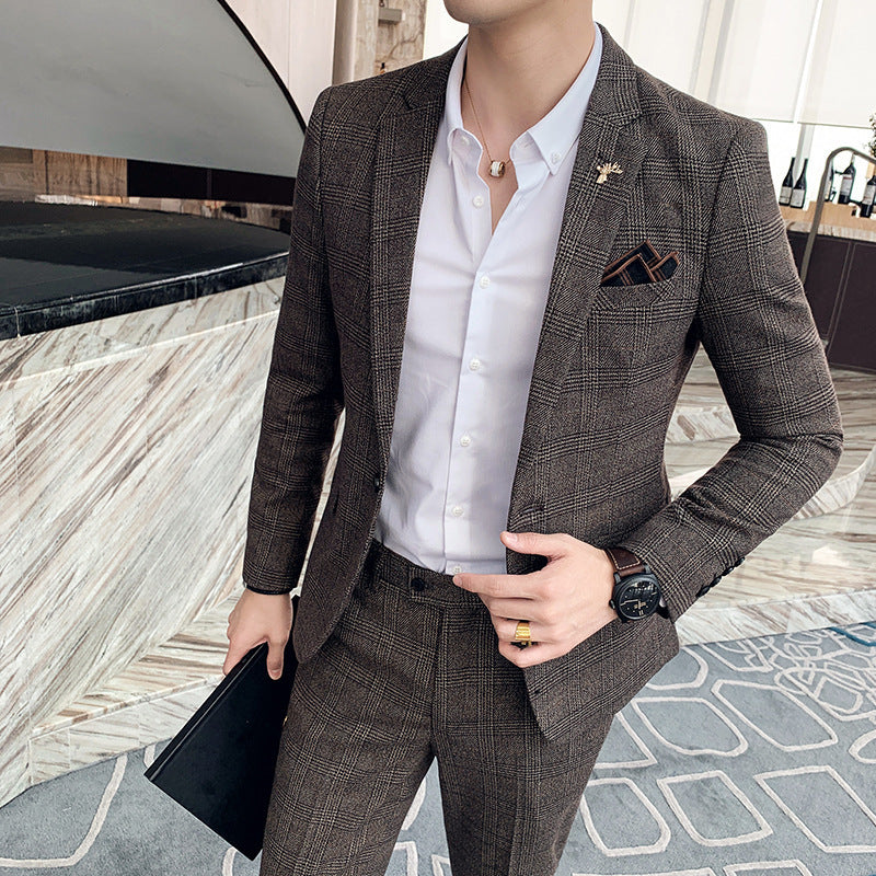Men's Slim Fit Two-Part Suit with Starred Pattern