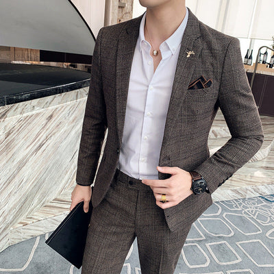 Men's Slim Fit Two-Part Suit with Starred Pattern