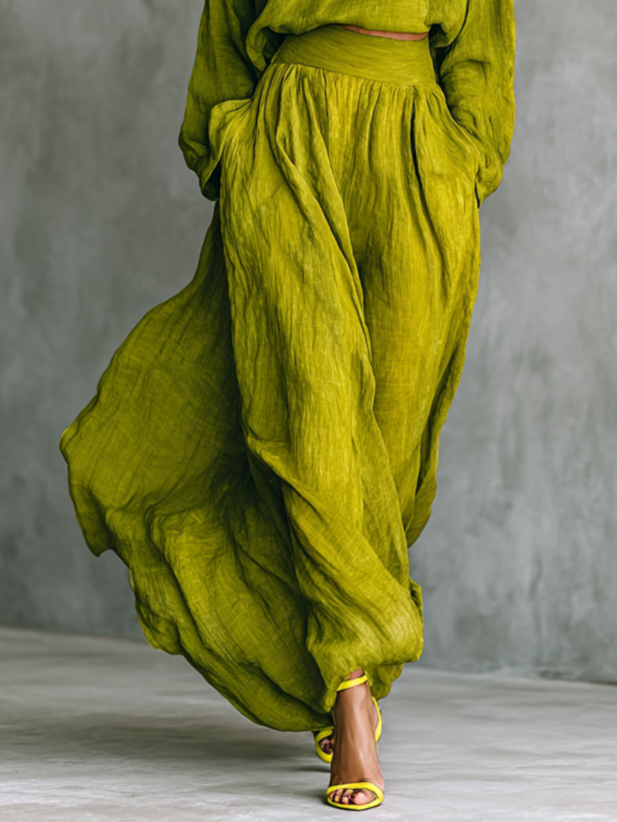 Pilar | Women's Green Suit in Cotton and Linen Blend