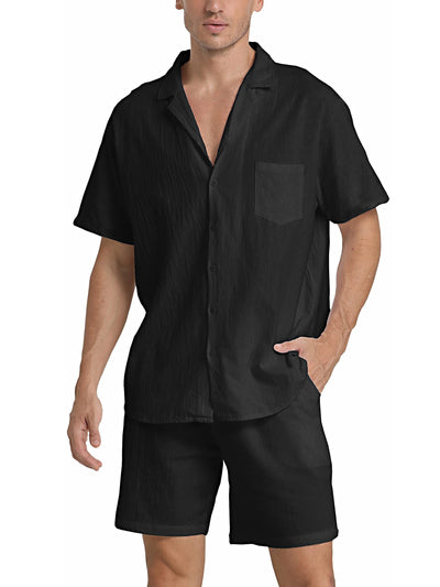 Men's Linen Shirt and Shorts Set