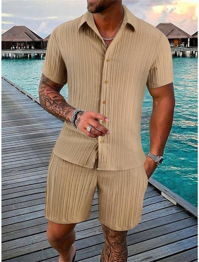 Men's Lightweight Cotton Beach Shirt Set