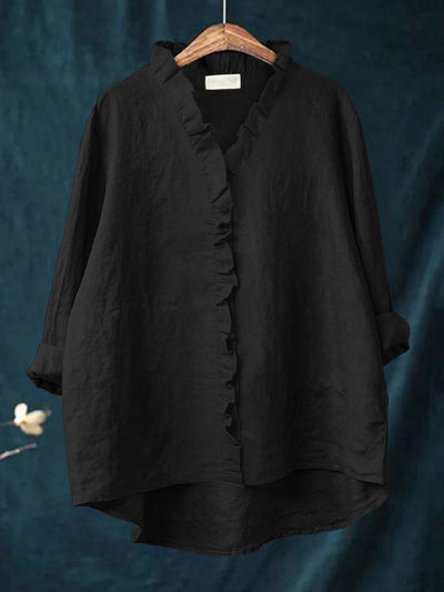 JANA | COTTON AND LINEN SHIRT WITH RUFFLES