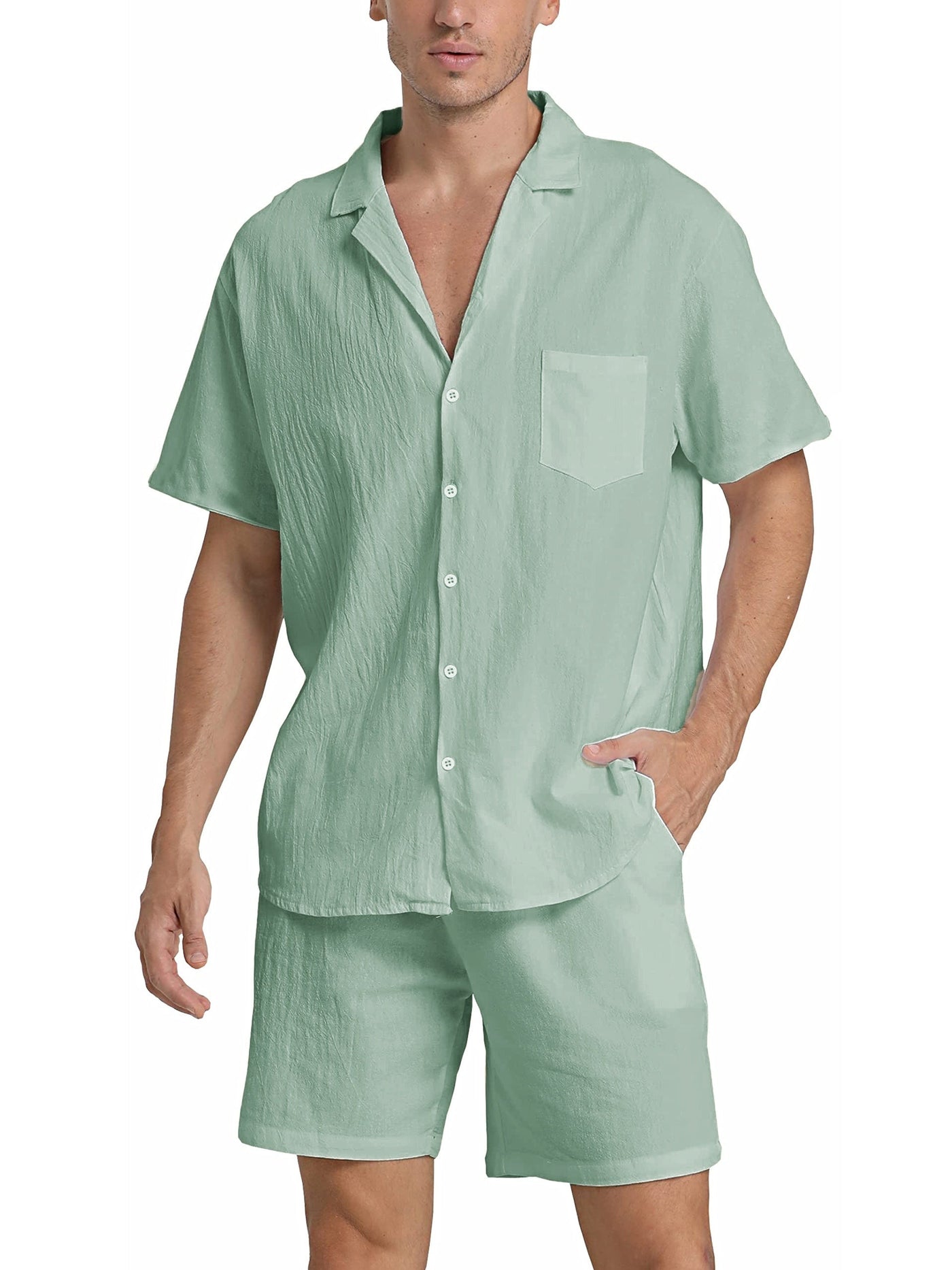 Men's Linen Shirt and Shorts Set