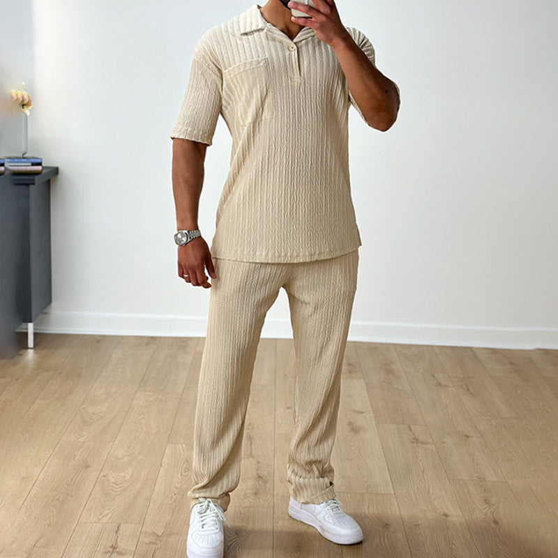 Men's Polo Shirt and Pants Set for Summer Casual Wear
