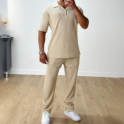 Men's Polo Shirt and Pants Set for Summer Casual Wear