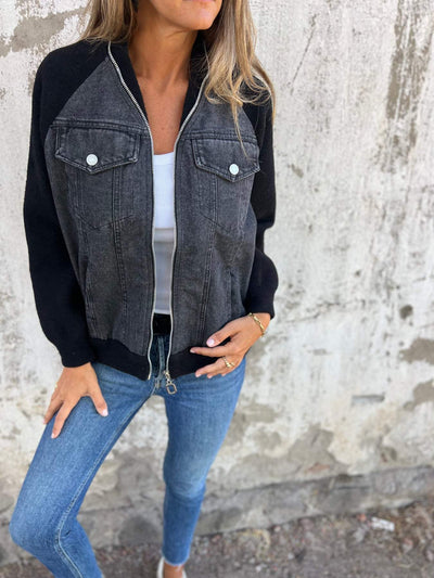 ISA | CASUAL JACKET WITH ZIP FASTENING AND V-NECK