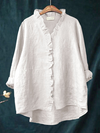 JANA | COTTON AND LINEN SHIRT WITH RUFFLES