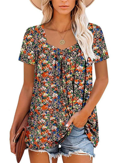 VICKY | COSY TOP WITH SHORT SLEEVES & PRINT