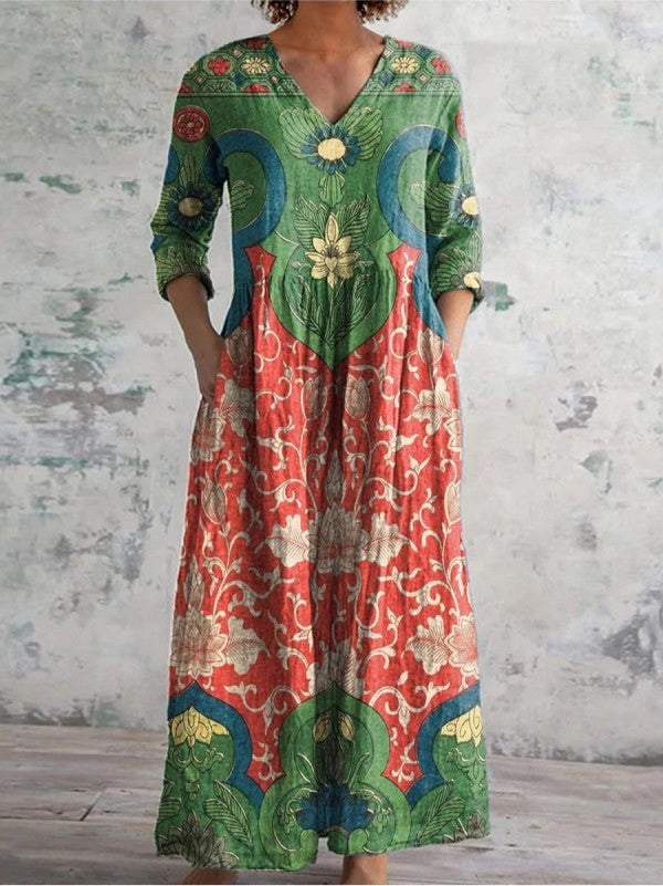 HAYLEY | MAXI DRESS WITH VINTAGE FLOWER PRINT