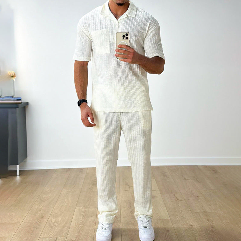 Men's Polo Shirt and Pants Set for Summer Casual Wear