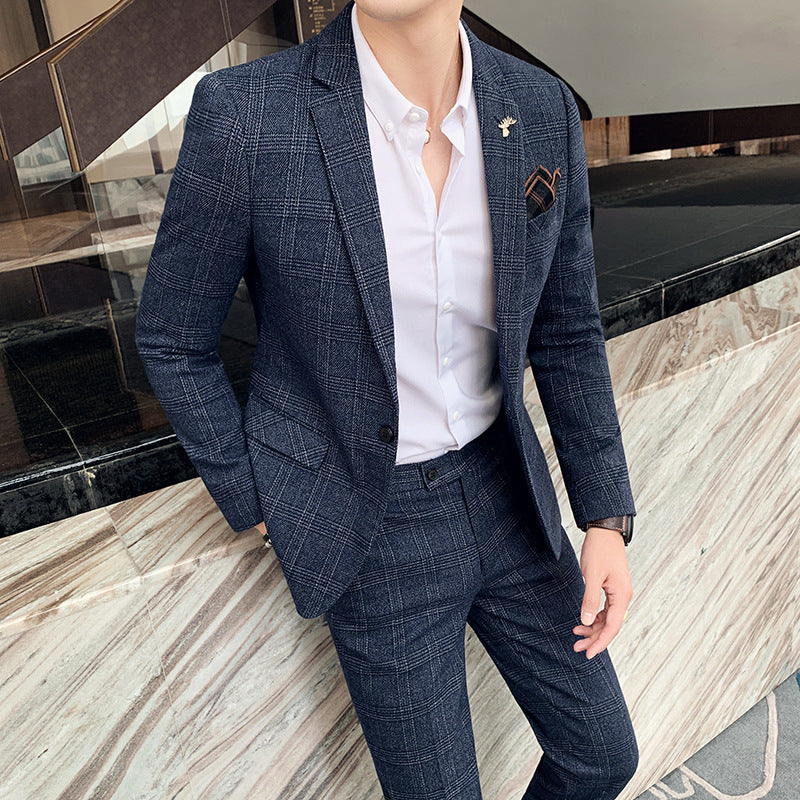 Men's Slim Fit Two-Part Suit with Starred Pattern