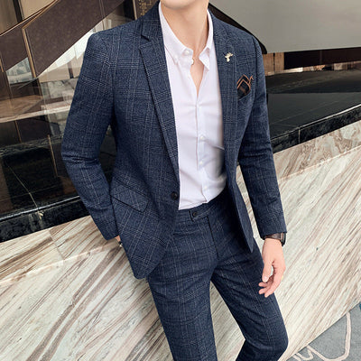 Men's Slim Fit Two-Part Suit with Starred Pattern
