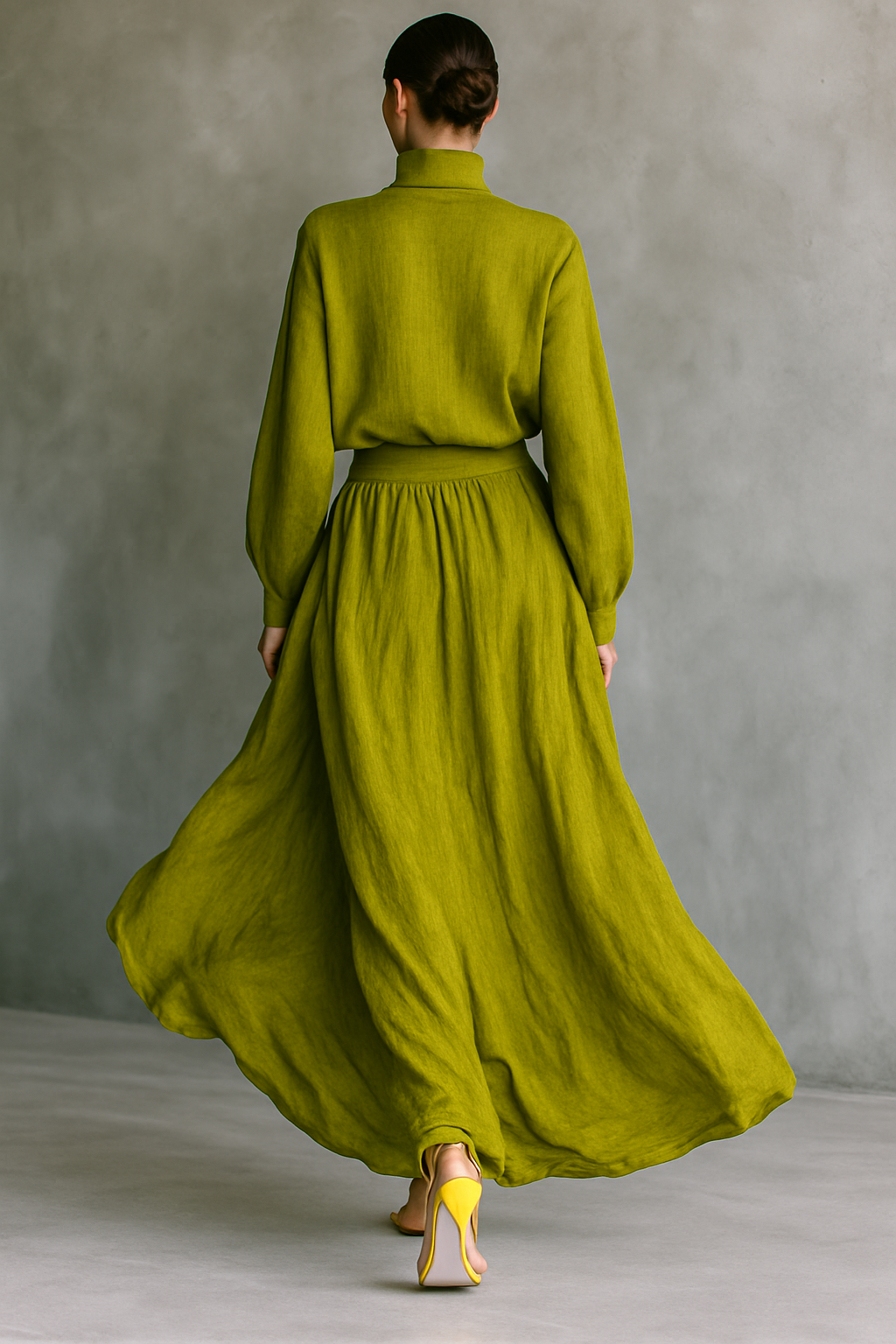 Pilar | Women's Green Suit in Cotton and Linen Blend