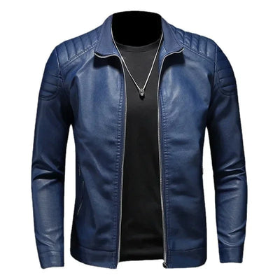 Stand Collar Leather Jacket