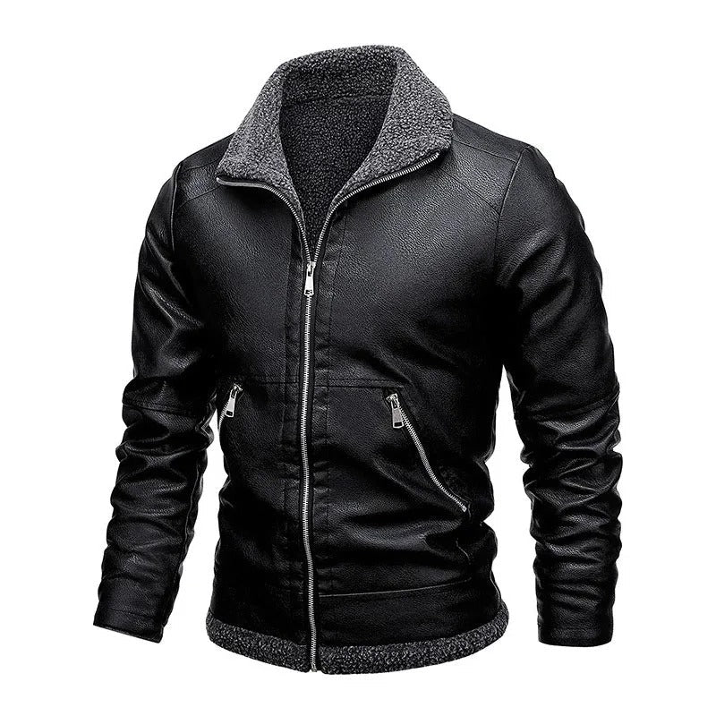 Elegant Fleece Leather Jacket