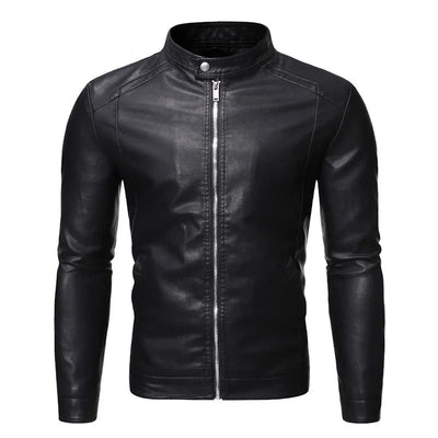Standing Collar Leather Jacket