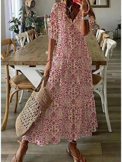 SOPHIA | BOHO VINTAGE V-NECK SUMMER DRESS
